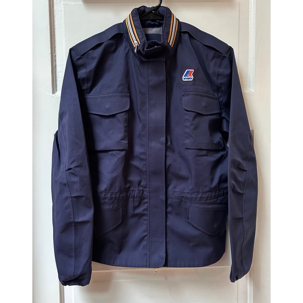 K-Way Kids Blue Rainjacket Windbreaker Size 7 Packable Hood